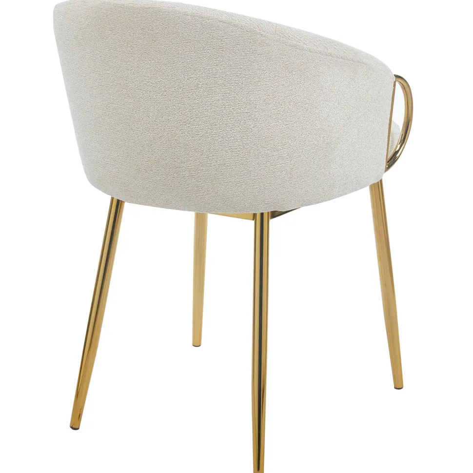 Lot de 2 chaises arrondies et matelassées Patricia Métal doré et Tissu Beige