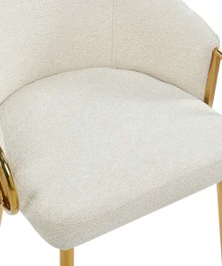 Lot de 2 chaises arrondies et matelassées Patricia Métal doré et Tissu Beige
