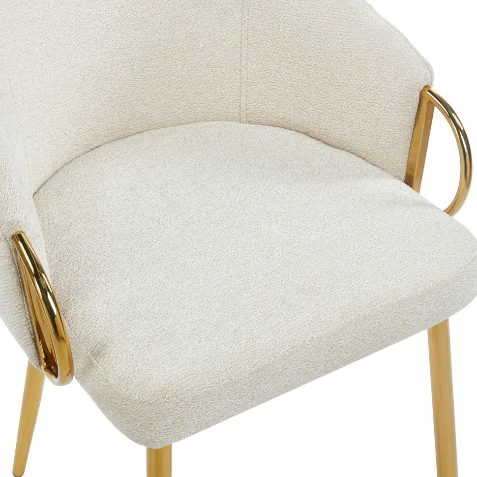 Lot de 2 chaises arrondies et matelassées Patricia Métal doré et Tissu Beige