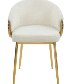 Lot de 2 chaises arrondies et matelassées Patricia Métal doré et Tissu Beige