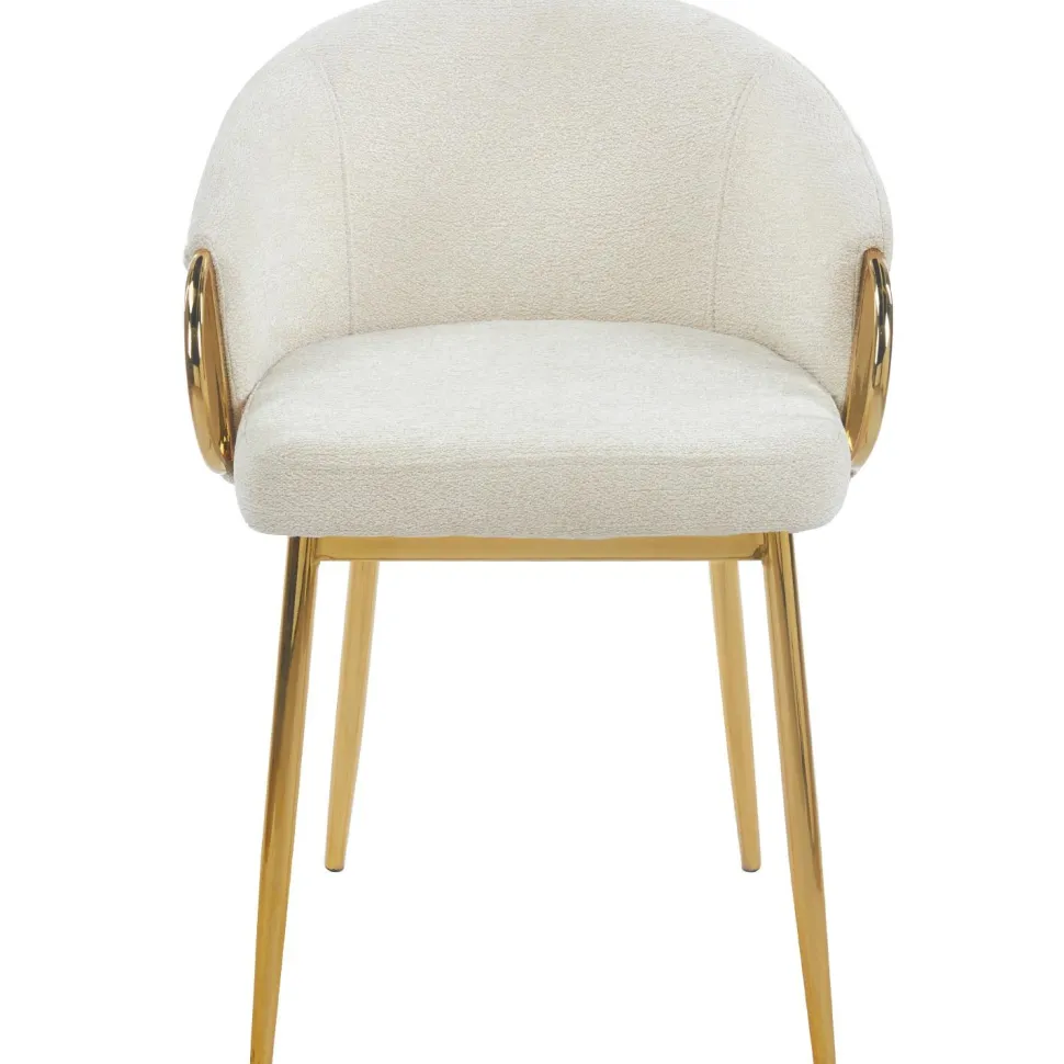 Lot de 2 chaises arrondies et matelassées Patricia Métal doré et Tissu Beige
