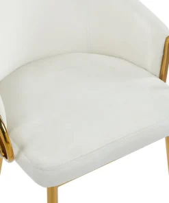 Lot de 8 chaises arrondies et matelassées Patricia Métal doré et Velours Crème