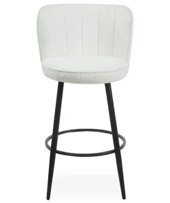 Lot de 2 chaises de bar au dossier incurvé Philippa Tissu bouclette Crème