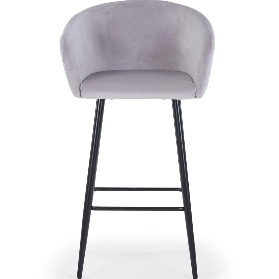 Lot de 4 chaises de bar Bobby Velours Argent