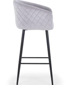 Lot de 4 chaises de bar Bobby Velours Argent