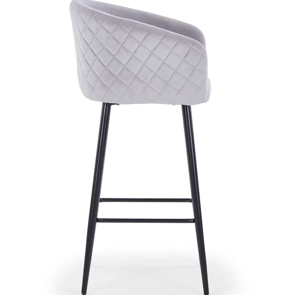 Lot de 4 chaises de bar Bobby Velours Argent