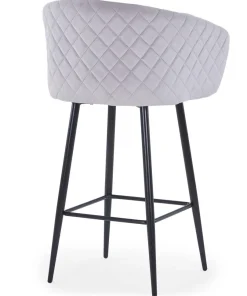 Lot de 4 chaises de bar Bobby Velours Argent