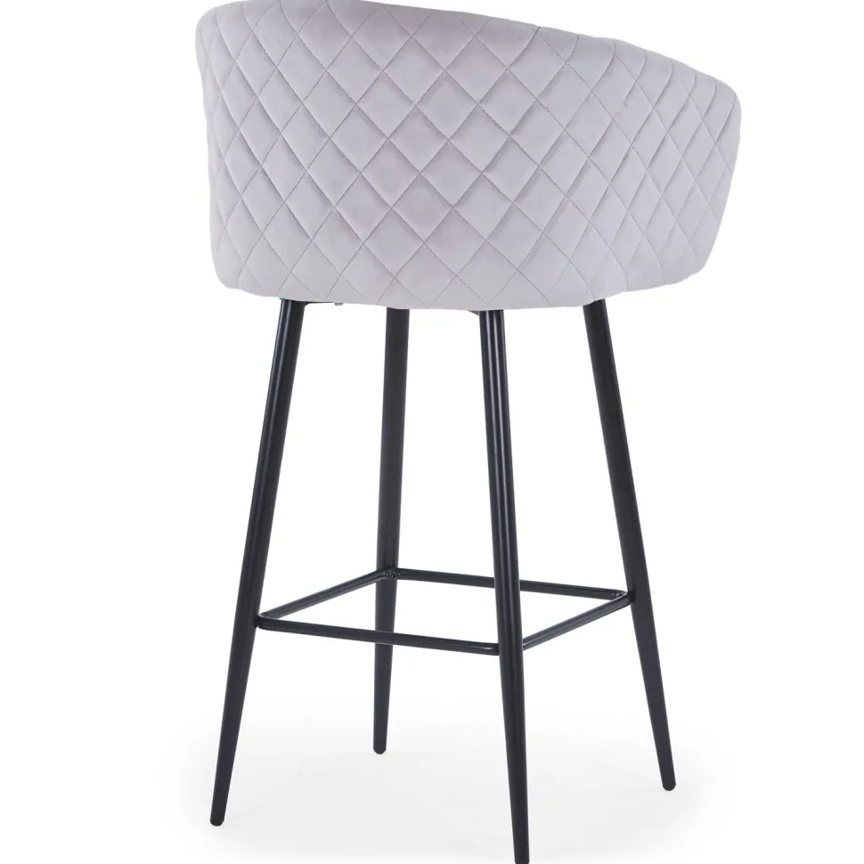 Lot de 4 chaises de bar Bobby Velours Argent