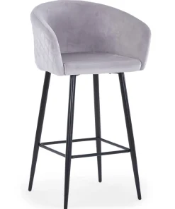 Lot de 4 chaises de bar Bobby Velours Argent