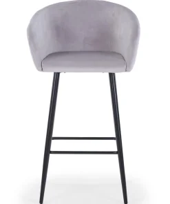 Lot de 3 chaises de bar Bobby Velours Argent