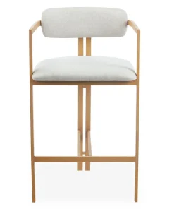 Lot de 2 chaises de bar design Galilea Métal Effet bois clair et Tissu Beige