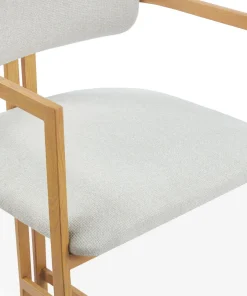 Lot de 2 chaises de bar design Galilea Métal Effet bois clair et Tissu Beige