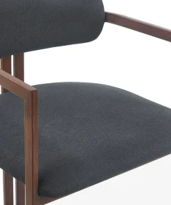 Lot de 2 chaises de bar design Galilea Métal Effet bois foncé et Tissu Anthracite