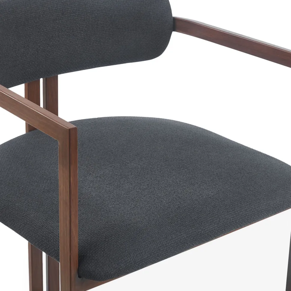 Lot de 2 chaises de bar design Galilea Métal Effet bois foncé et Tissu Anthracite