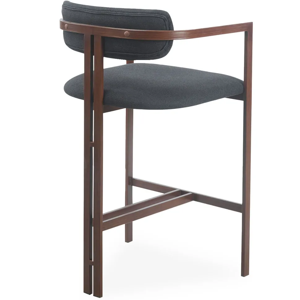 Lot de 2 chaises de bar design Galilea Métal Effet bois foncé et Tissu Anthracite