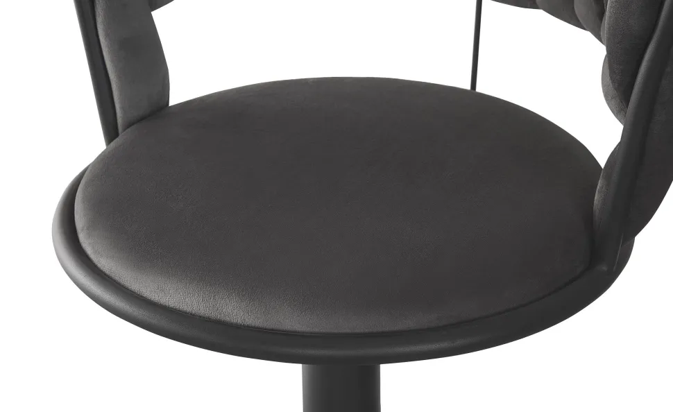 Lot de 2 chaises de bar dossier arrondi style maillage Xenox Velours Gris et Métal Noir