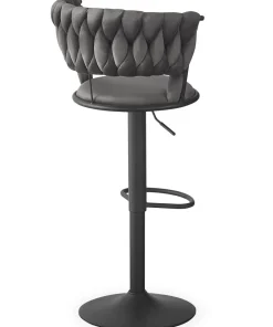 Lot de 2 chaises de bar dossier arrondi style maillage Xenox Velours Gris et Métal Noir