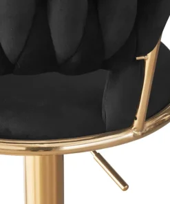 Lot de 2 chaises de bar dossier arrondi style maillage Xenox Velours Noir et Métal Or