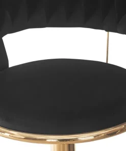 Lot de 2 chaises de bar dossier arrondi style maillage Xenox Velours Noir et Métal Or