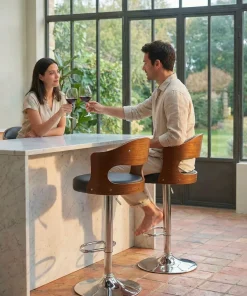 Lot de 2 chaises de bar Ruben Bois Noisette & Noir