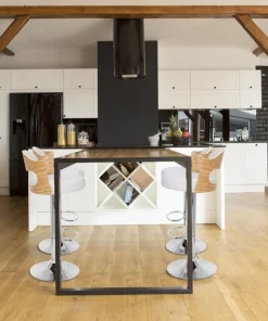 Lot de 2 chaises de bar Ruben Chêne Clair & Simili Blanc