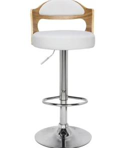 Lot de 2 chaises de bar Ruben Chêne Clair & Simili Blanc