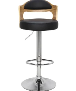 Lot de 6 chaises de bar Ruben Chêne clair et Simili Noir