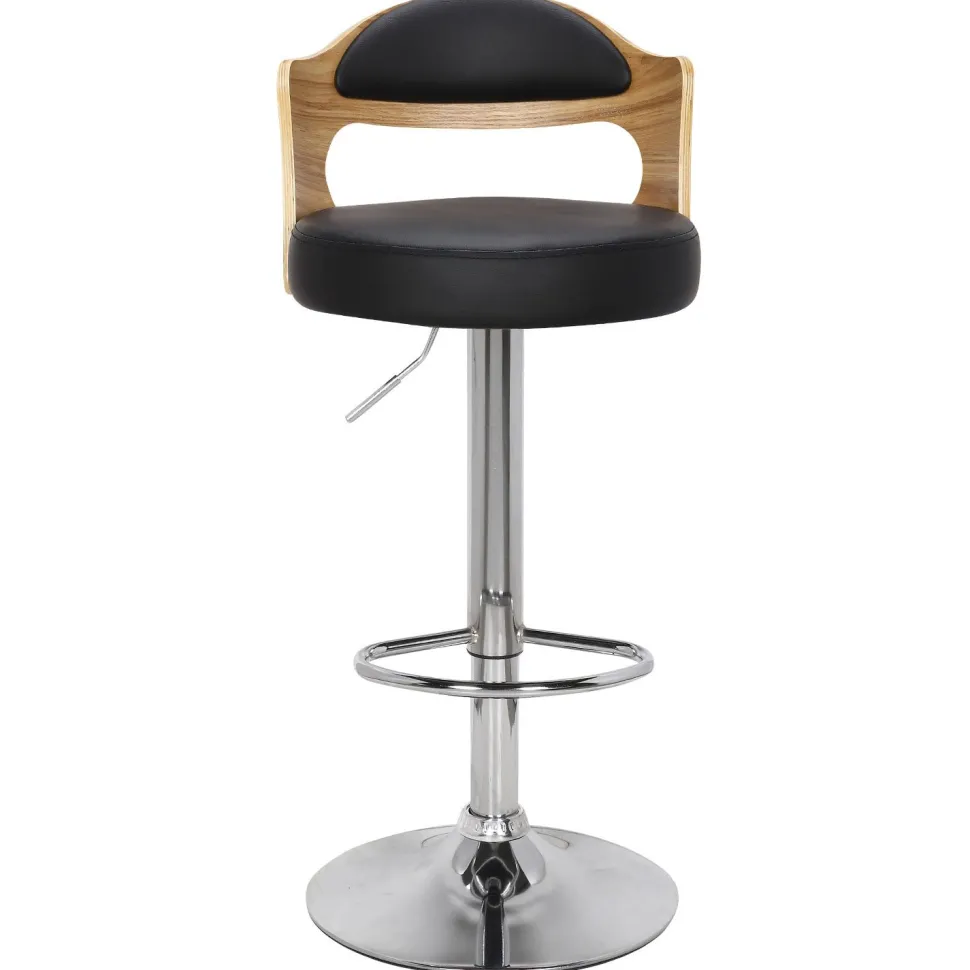 Lot de 6 chaises de bar Ruben Chêne clair et Simili Noir