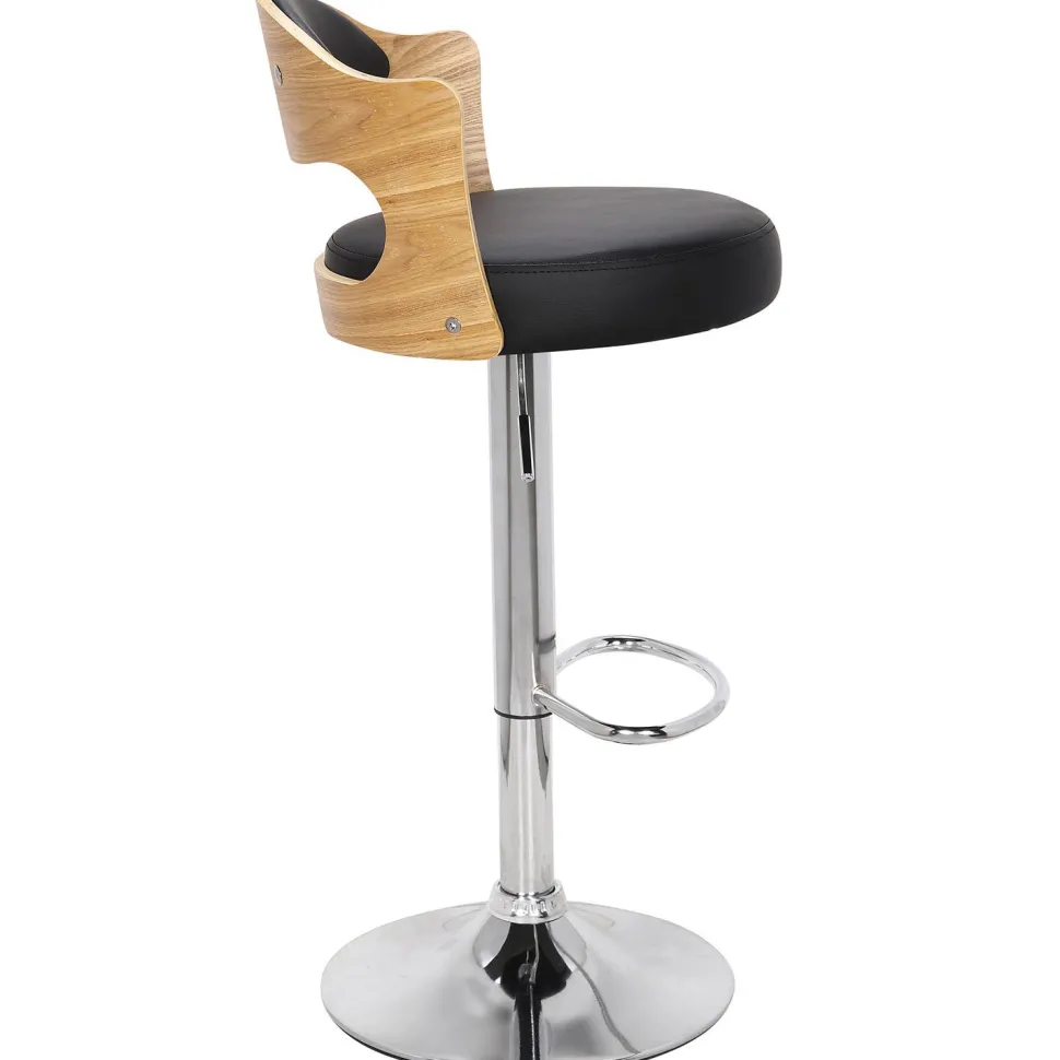 Lot de 6 chaises de bar Ruben Chêne clair et Simili Noir
