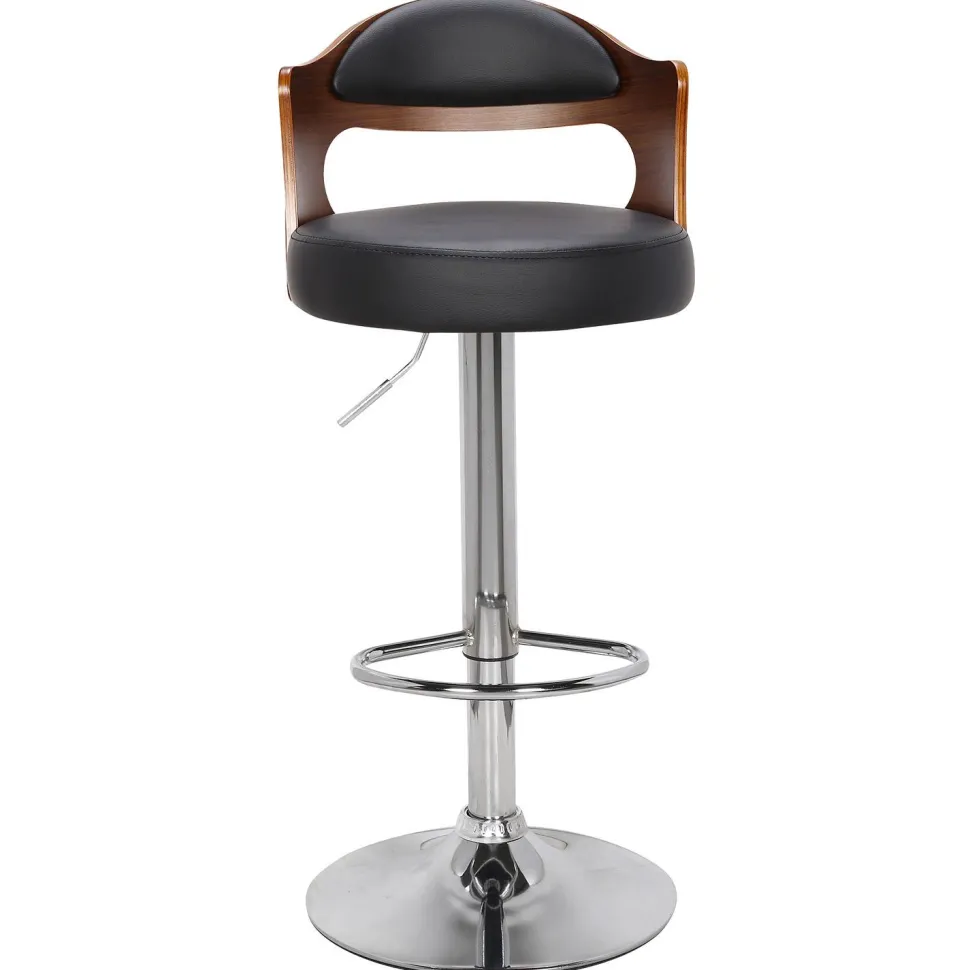 Lot de 6 chaises de bar Ruben Bois Noisette et Simili Noir