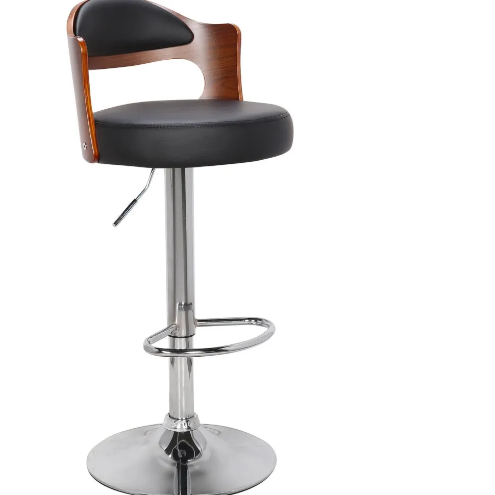 Lot de 6 chaises de bar Ruben Bois Noisette et Simili Noir