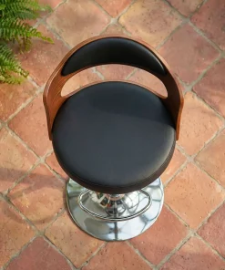 Lot de 6 chaises de bar Ruben Bois Noisette et Simili Noir