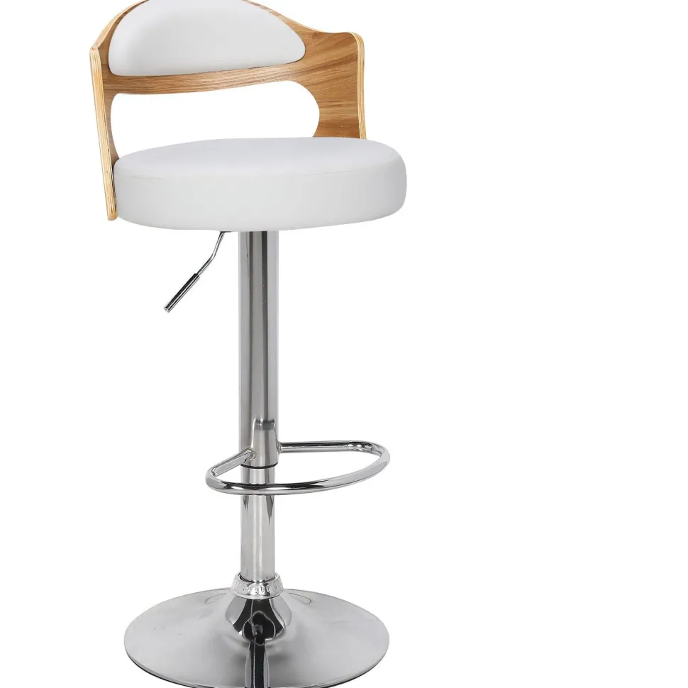 Lot de 6 chaises de bar Ruben Chêne clair et Simili Blanc