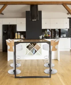 Lot de 6 chaises de bar Ruben Chêne clair et Simili Blanc
