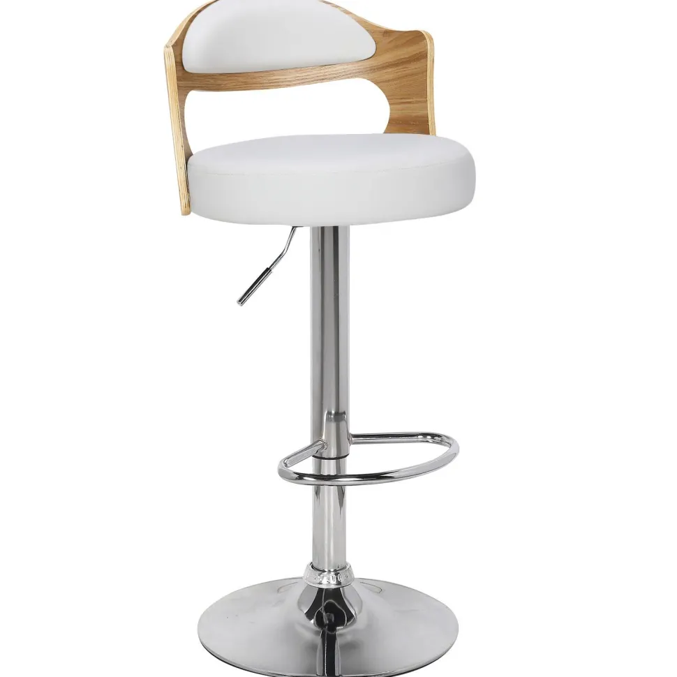 Lot de 6 chaises de bar Ruben Chêne clair et Simili Blanc
