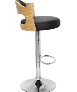 Lot de 4 chaises de bar Ruben Chêne clair et Simili Noir