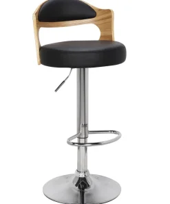 Lot de 4 chaises de bar Ruben Chêne clair et Simili Noir