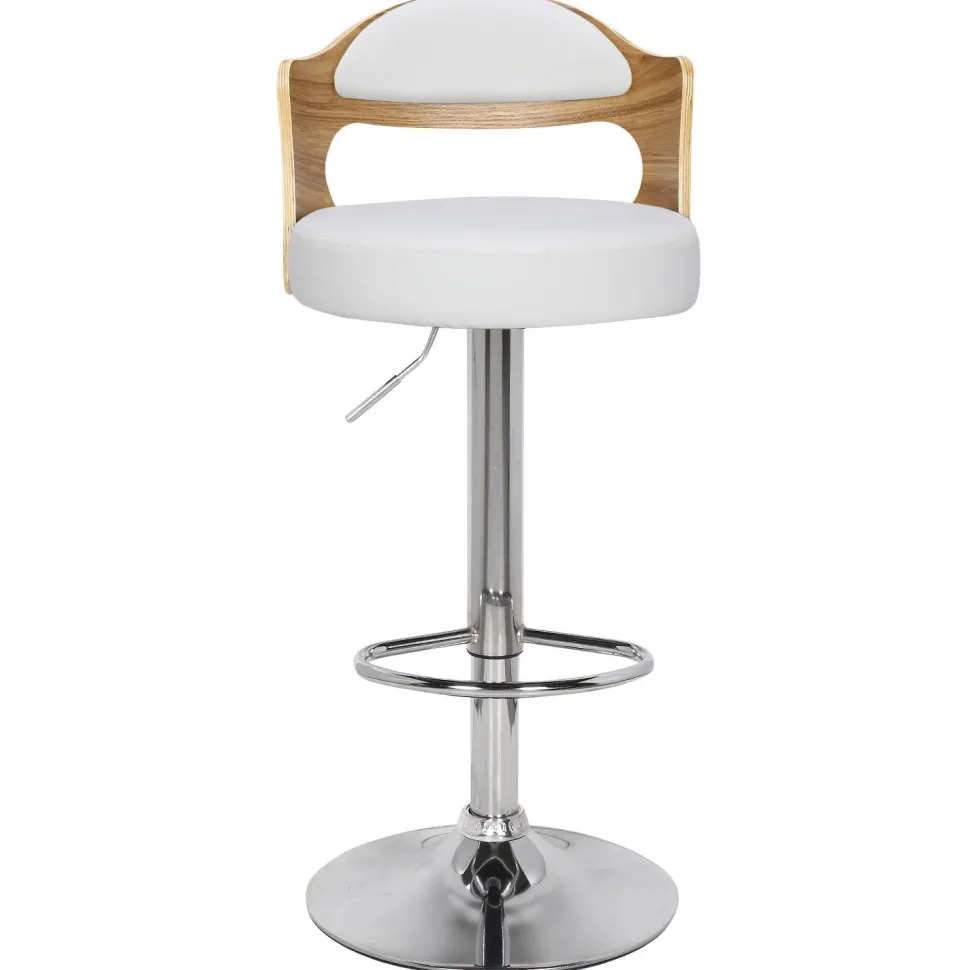 Lot de 4 chaises de bar Ruben Chêne clair et Simili Blanc