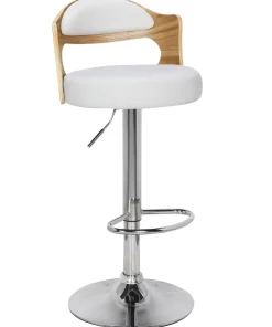 Lot de 4 chaises de bar Ruben Chêne clair et Simili Blanc