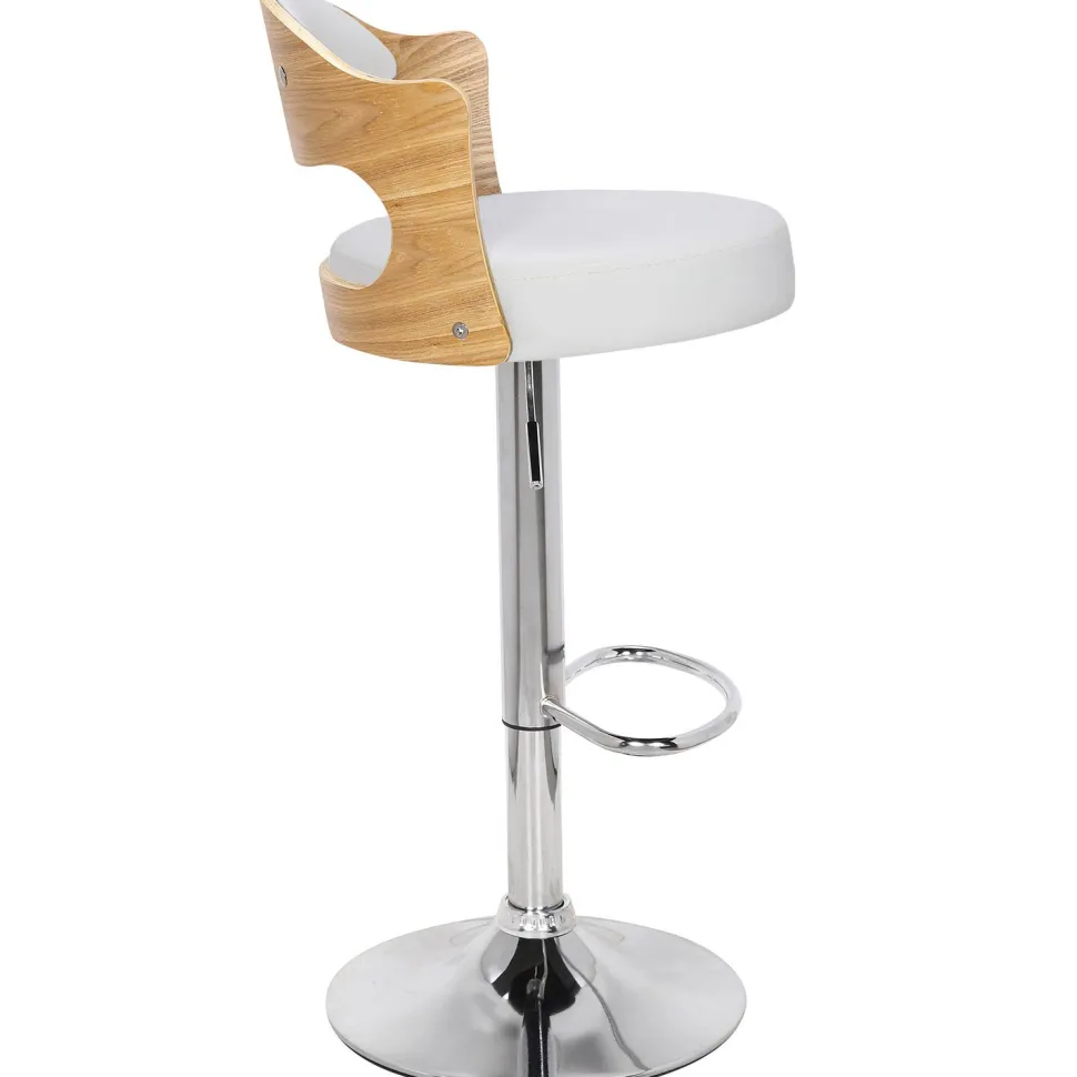 Lot de 4 chaises de bar Ruben Chêne clair et Simili Blanc