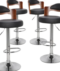 Lot de 4 chaises de bar Ruben Bois Noisette et Simili Noir