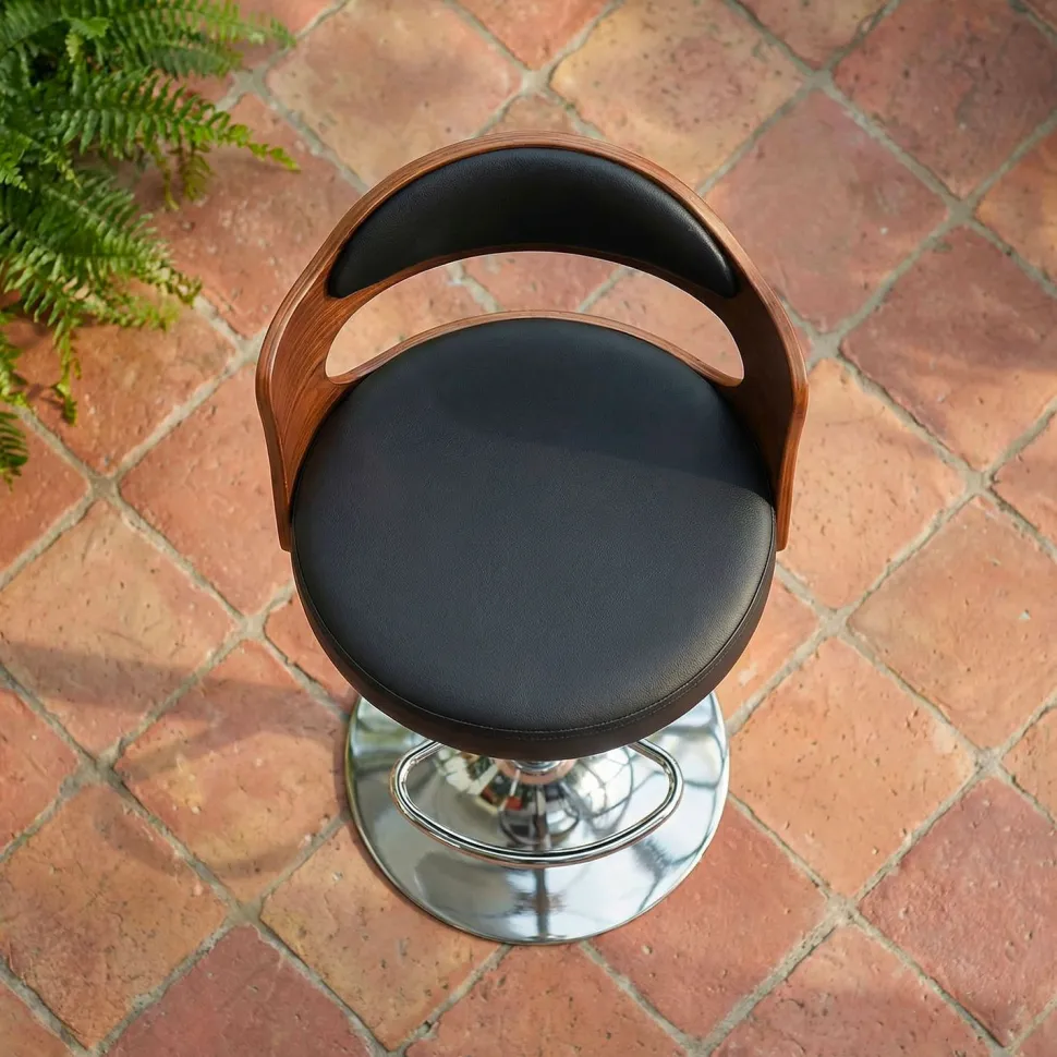 Lot de 4 chaises de bar Ruben Bois Noisette et Simili Noir