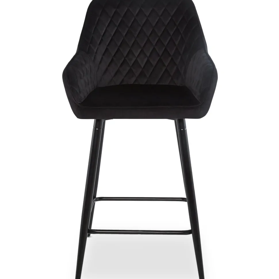 Lot de 2 chaises de bar Veronika Velours Noir