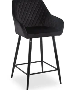 Lot de 2 chaises de bar Veronika Velours Noir
