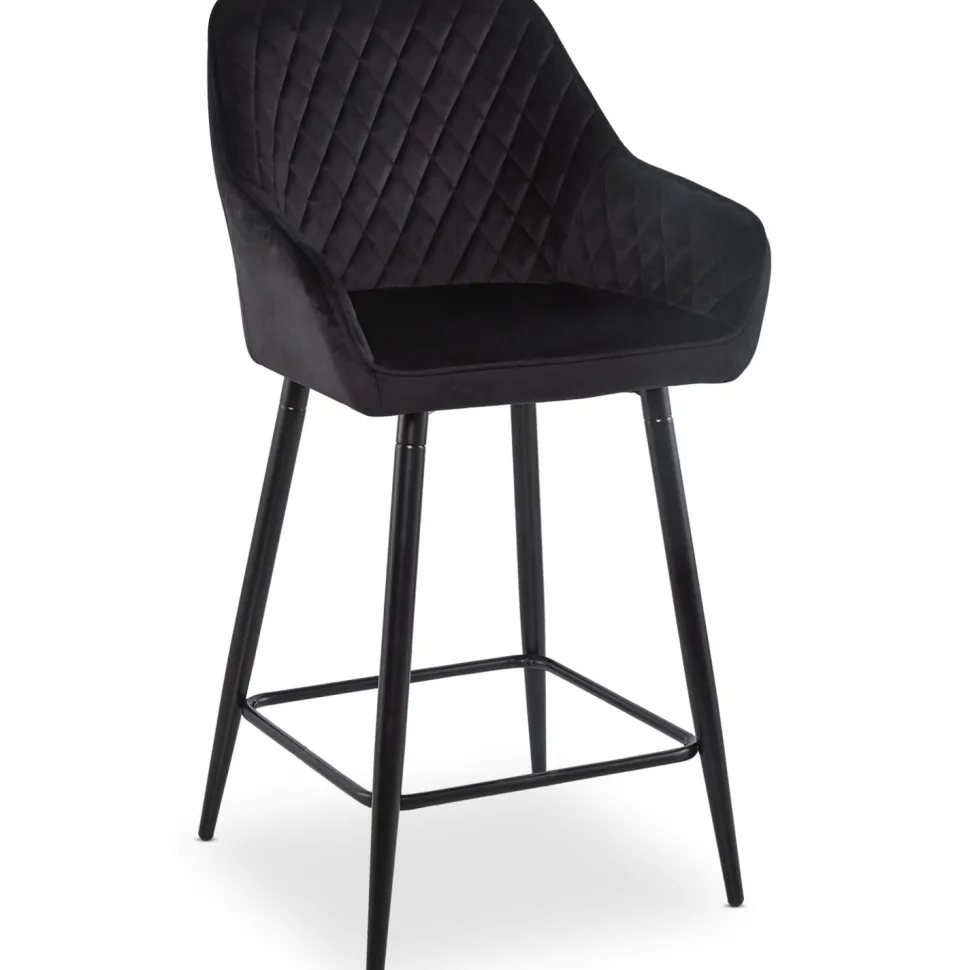 Lot de 2 chaises de bar Veronika Velours Noir