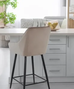 Lot de 2 chaises de bar Veronika Velours Taupe