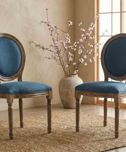 Lot de 20 chaises de style médaillon Louis XVI Tissu Bleu