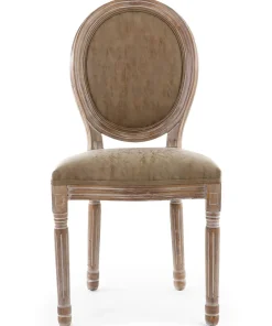 Lot de 2 chaises de style médaillon Louis XVI Bois massif patiné et Simili Taupe
