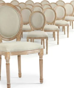 Lot de 20 chaises de style médaillon Louis XVI Tissu Beige