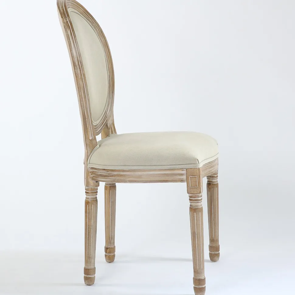 Lot de 20 chaises de style médaillon Louis XVI Tissu Beige